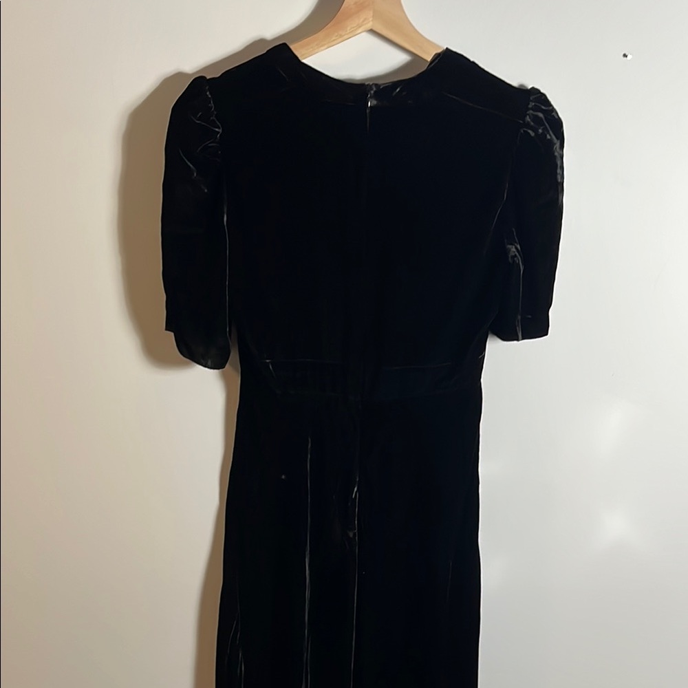 Jill Stuart Elegant Black Long Short Sleeve Velvet Dress - Picture 6 of 7